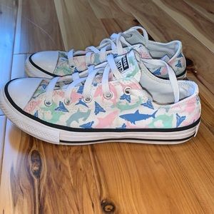 Girls size 2 Converse. White, blue, and pink.